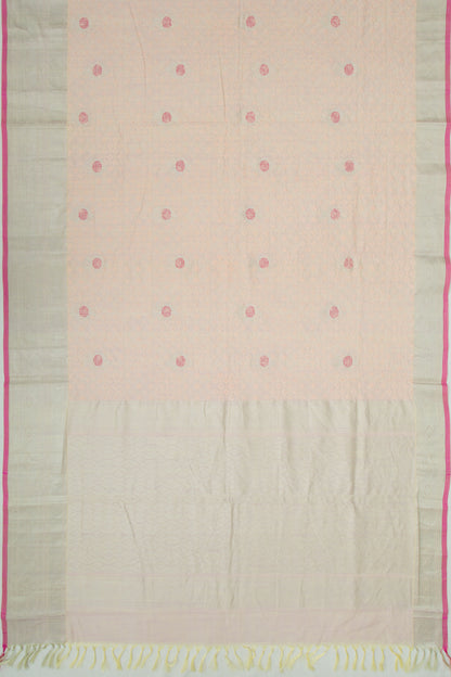 Linen Floral Embroidery Pastel Orange Saree