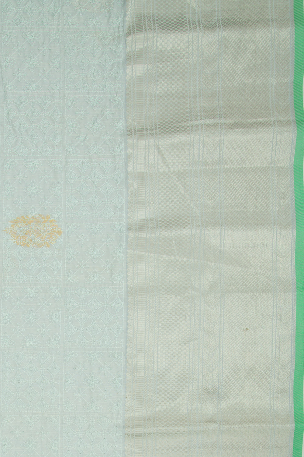 Linen Floral Embroidery Grey Saree