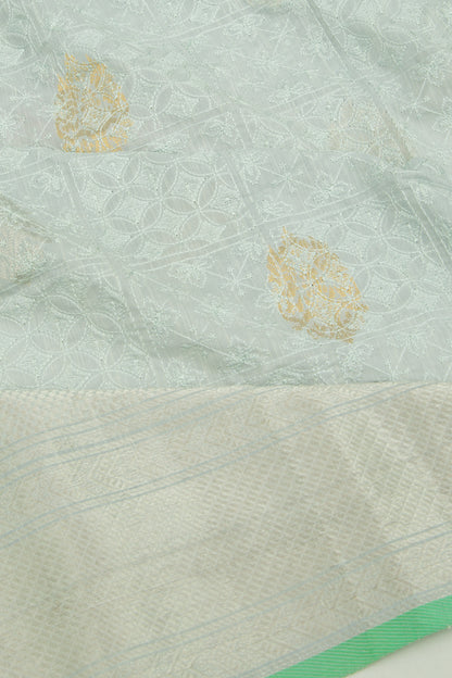Linen Floral Embroidery Grey Saree