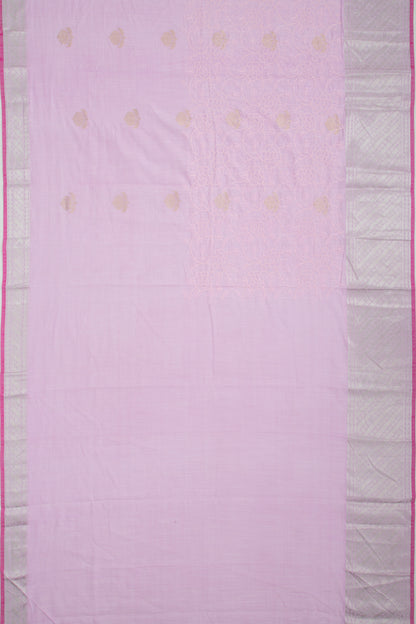 Linen Floral Embroidery Lavender Saree