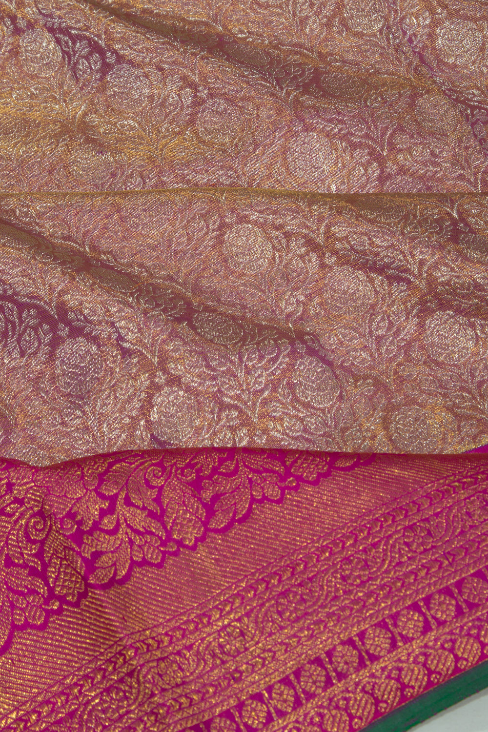 Kanchipuram Silk Tissue Brocade Lavender Saree