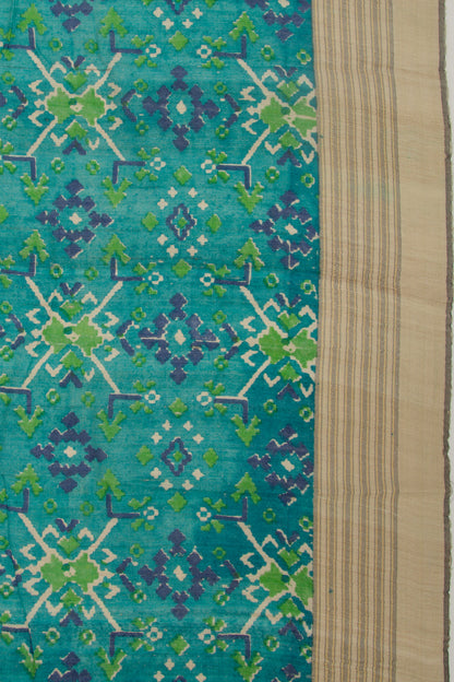Tussar Printed Green Saree