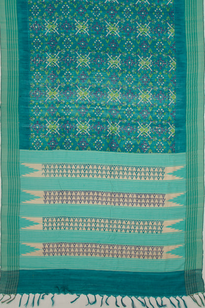 Tussar Printed Green Saree