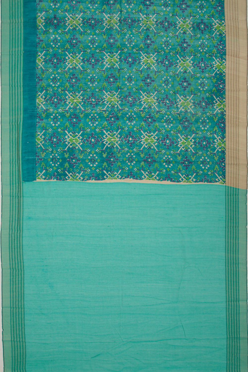 Tussar Printed Green Saree