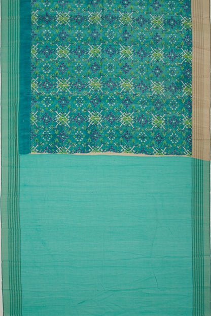 Tussar Printed Green Saree