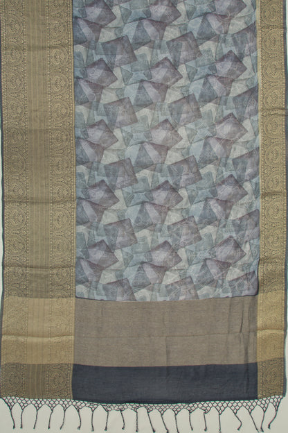Chanderi Silk Floral Printed And Embroidery Grey Saree