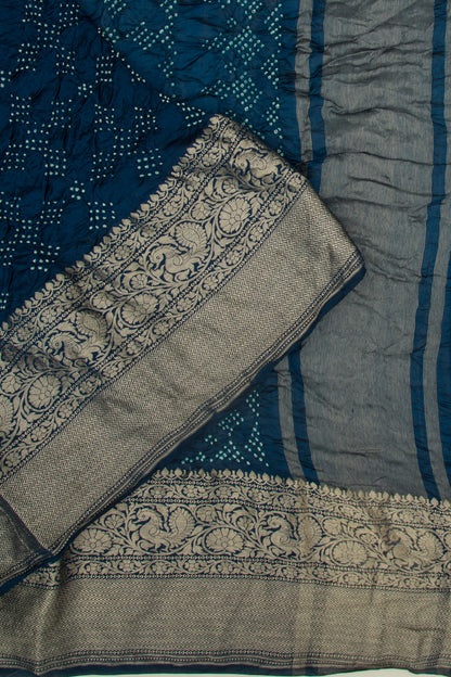 Chiniya Silk Bandhani Blue Saree