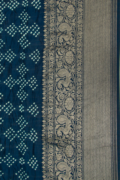 Chiniya Silk Bandhani Blue Saree