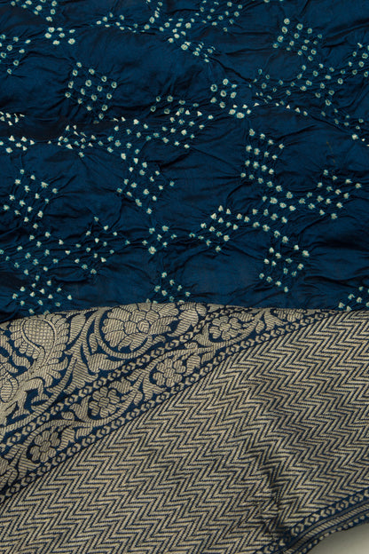 Chiniya Silk Bandhani Blue Saree