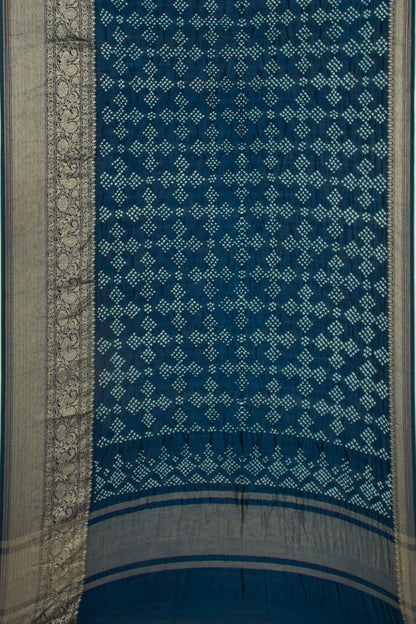 Chiniya Silk Bandhani Blue Saree