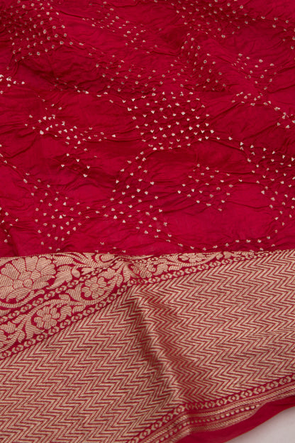 Banarasi Silk Bandhani Red Saree