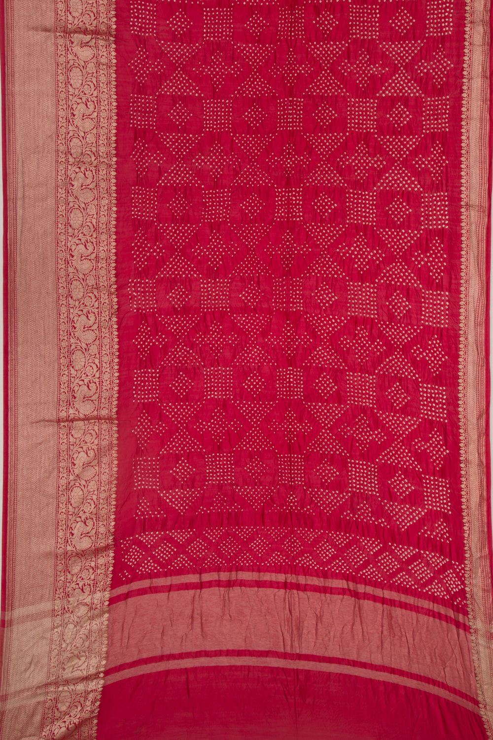 Chanderi Silk Bandhani Red Saree