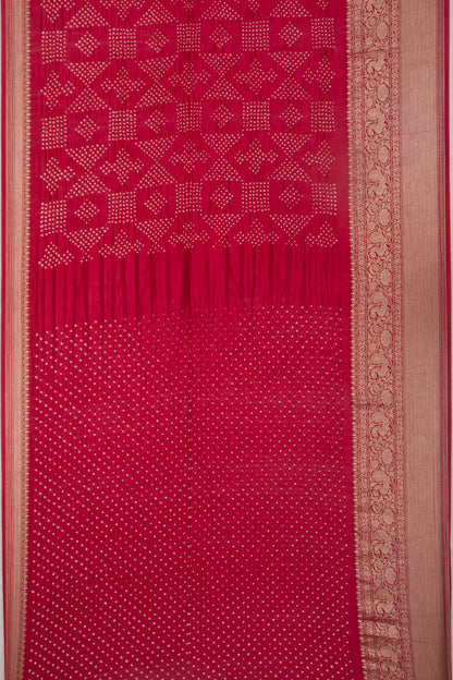 Banarasi Silk Bandhani Red Saree