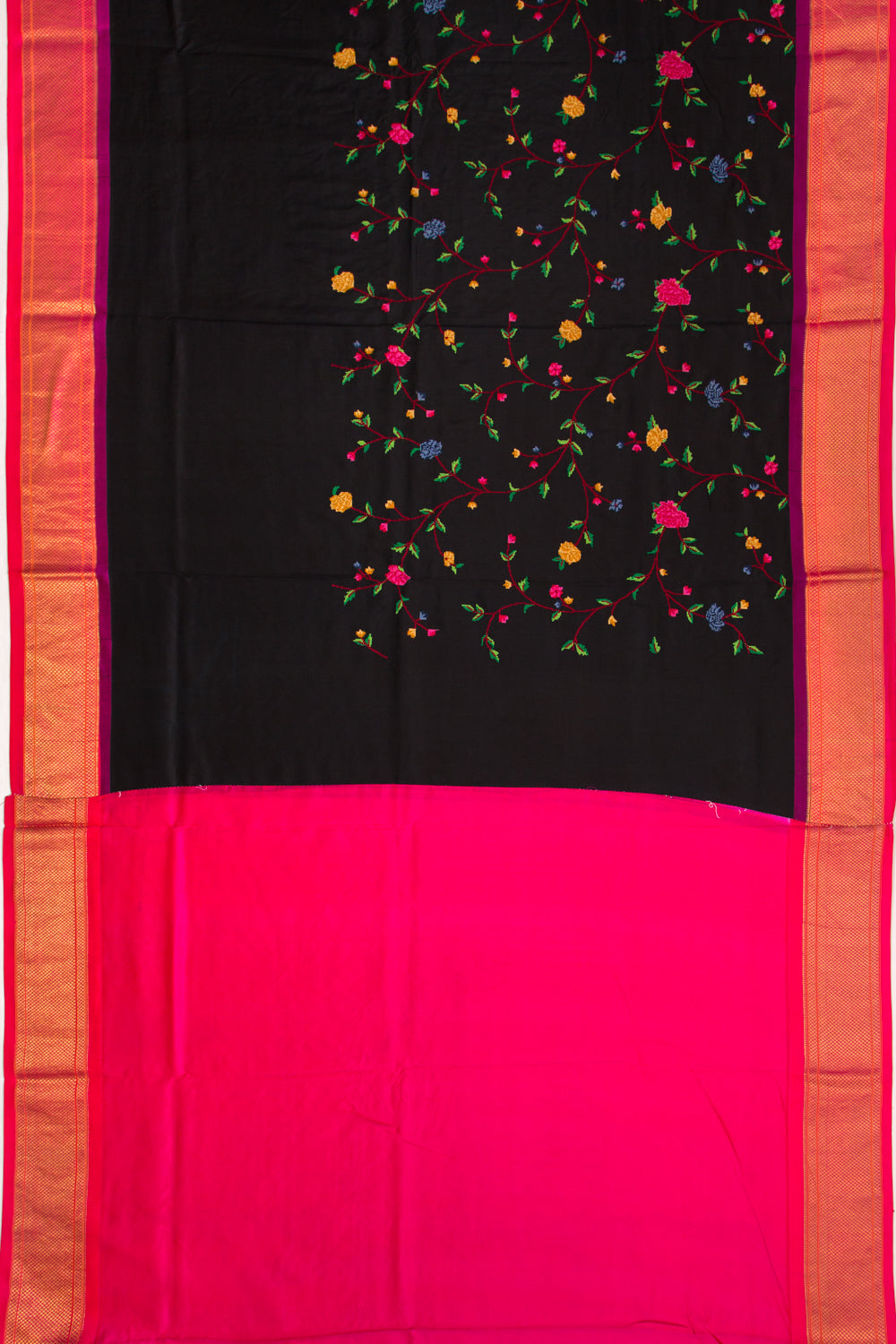 Paithani Silk Embroidery Jaal Black Saree