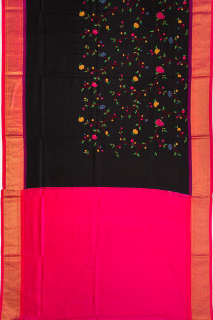 Paithani Silk Embroidery Jaal Black Saree