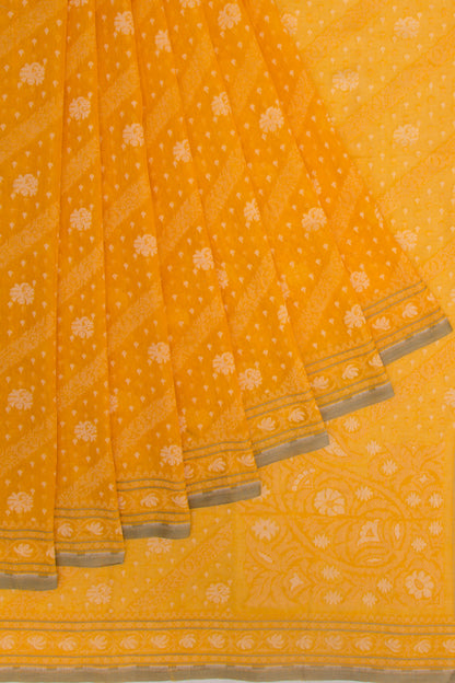 Banarasi Cotton Jaal Yellow Saree