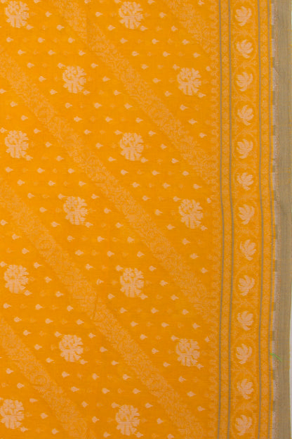 Banarasi Cotton Jaal Yellow Saree