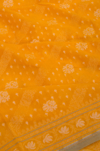 Banarasi Cotton Jaal Yellow Saree