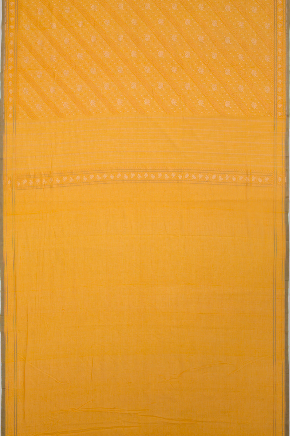 Banarasi Cotton Jaal Yellow Saree