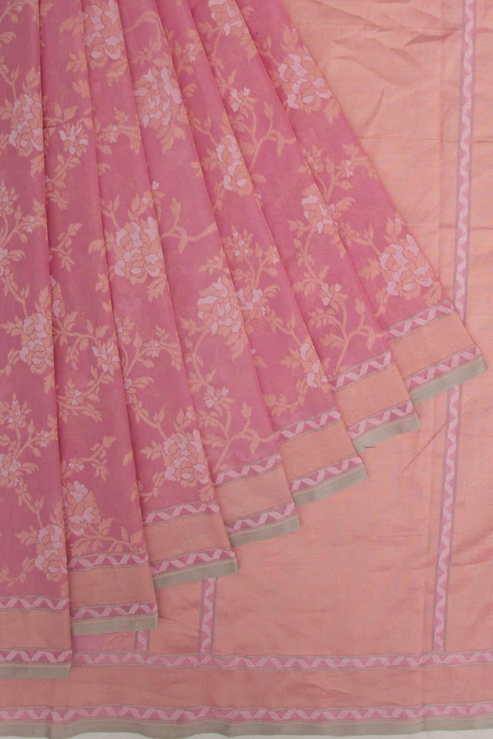 Banarasi Cotton Jaal Pink Saree