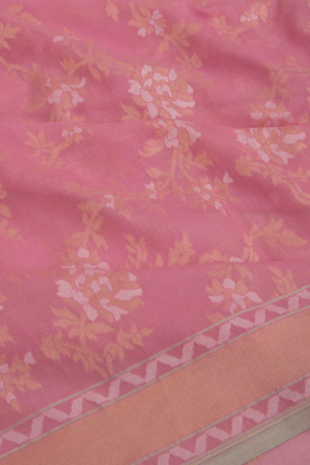 Banarasi Cotton Jaal Pink Saree