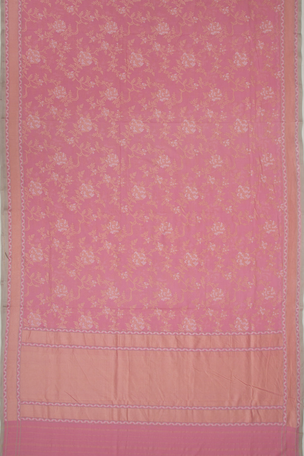 Banarasi Cotton Jaal Pink Saree