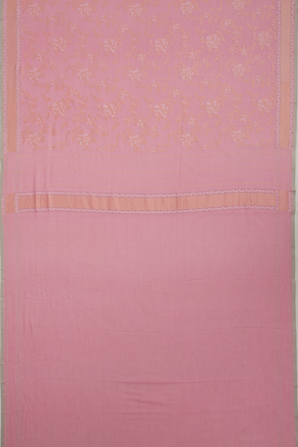 Banarasi Cotton Jaal Pink Saree