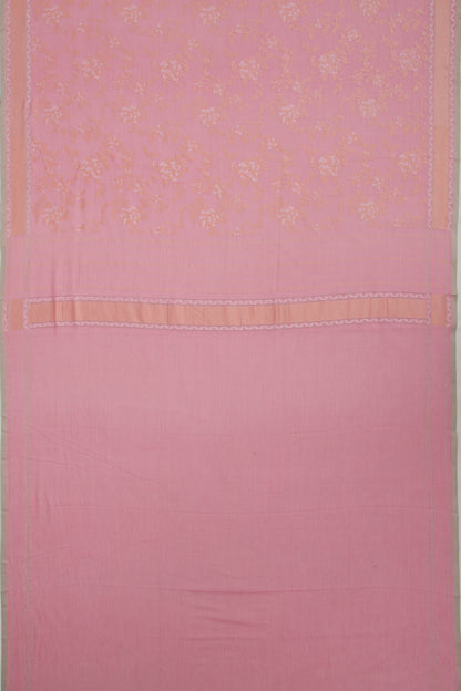 Banarasi Cotton Jaal Pink Saree