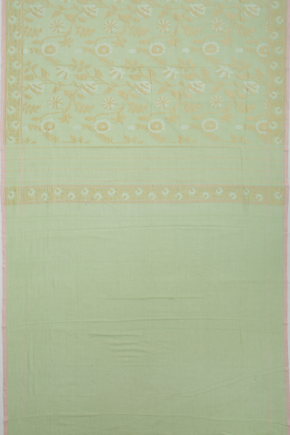 Banarasi Cotton Jaal Pastel Green Saree