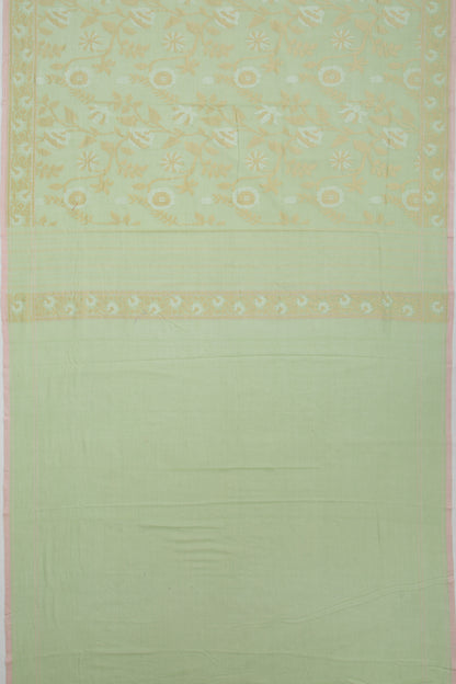 Banarasi Cotton Jaal Pastel Green Saree