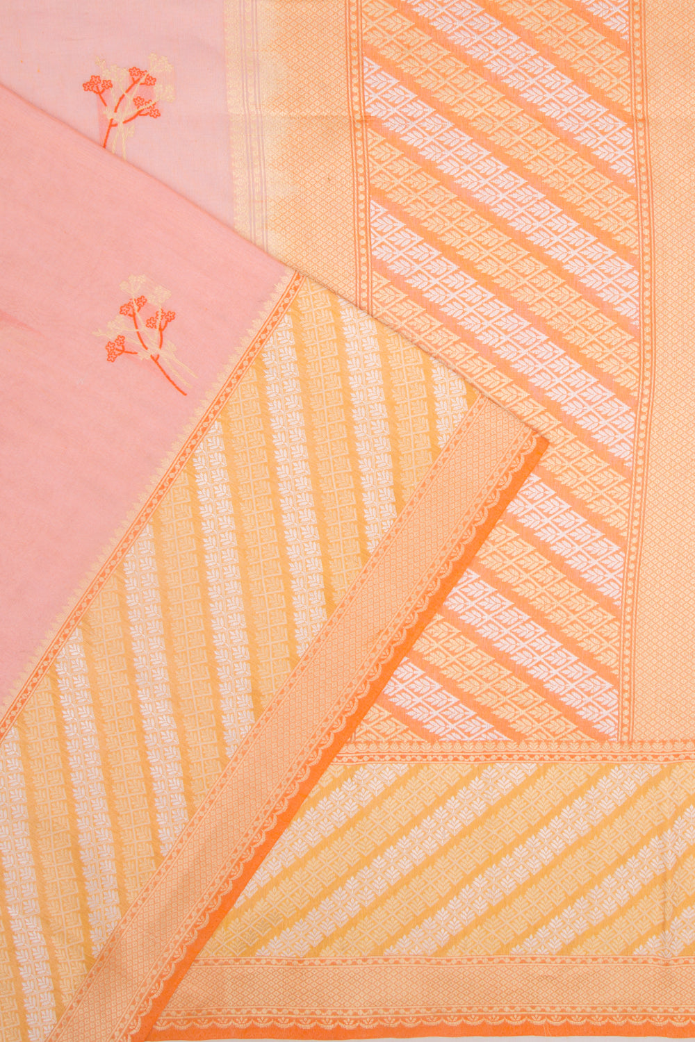 Banarasi Kora Organza Butta Baby Pink Saree