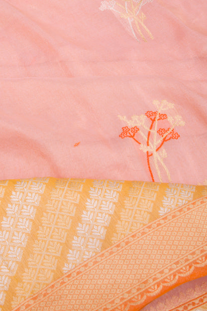 Banarasi Kora Organza Butta Baby Pink Saree