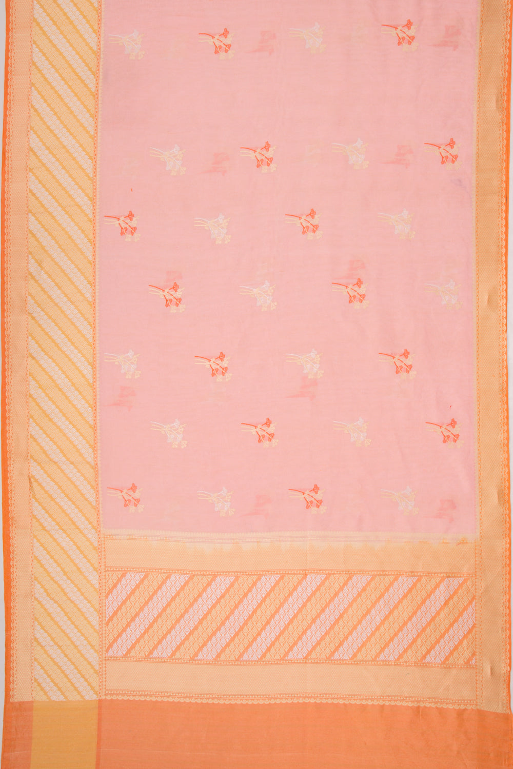 Banarasi Kora Organza Butta Baby Pink Saree