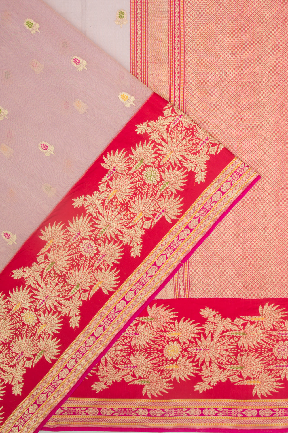Banarasi Kora Organza Butta Lilac Saree