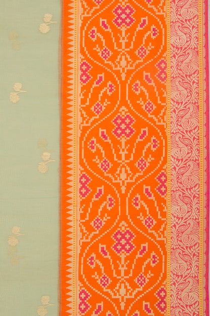 Banarasi Kora Organza Butta Green Saree