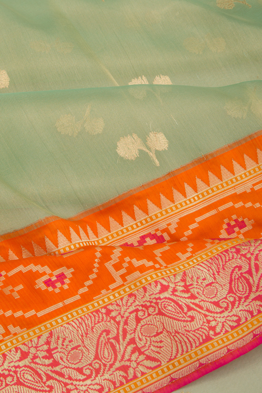Banarasi Kora Organza Butta Green Saree