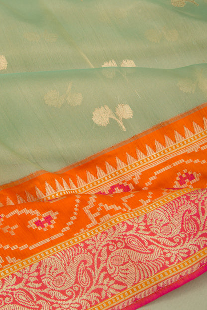 Banarasi Kora Organza Butta Green Saree