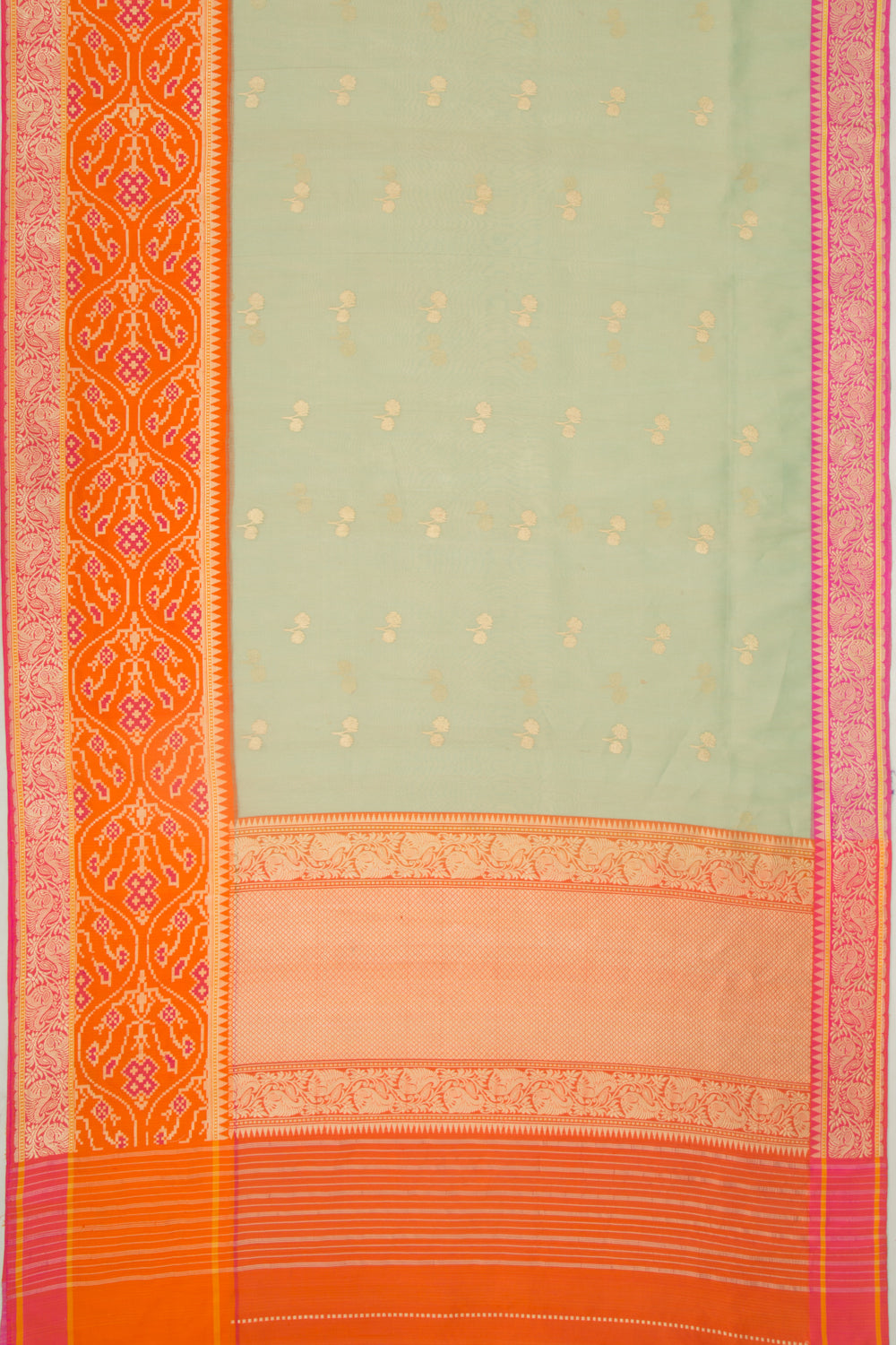 Banarasi Kora Organza Butta Green Saree