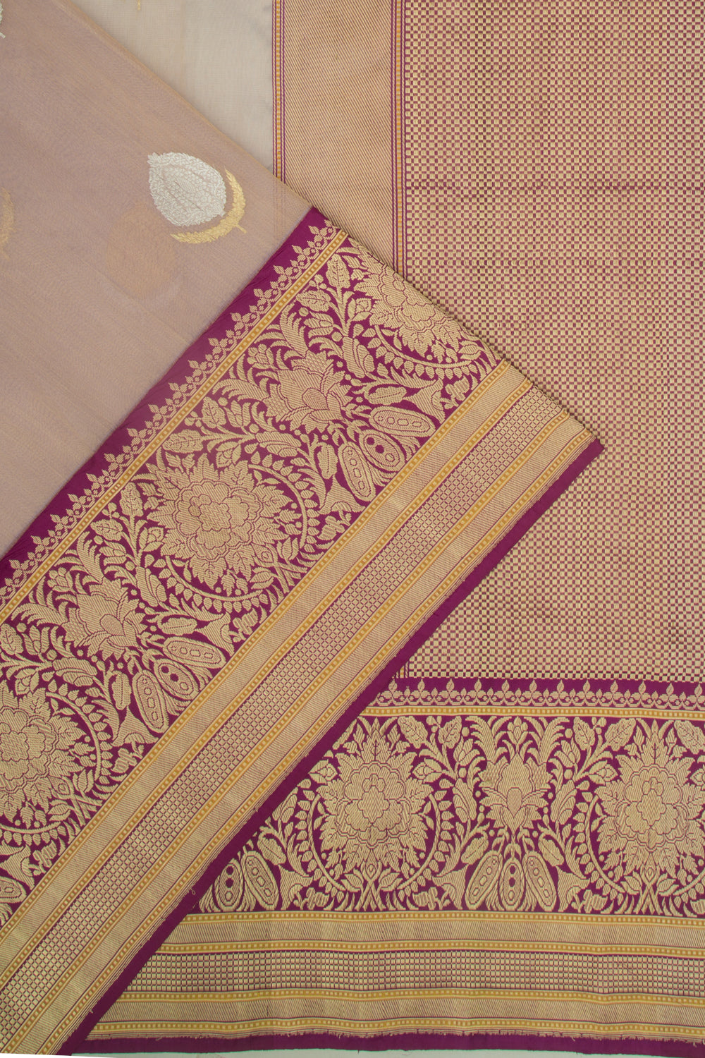 Banarasi Kora Organza Butta Lilac Saree