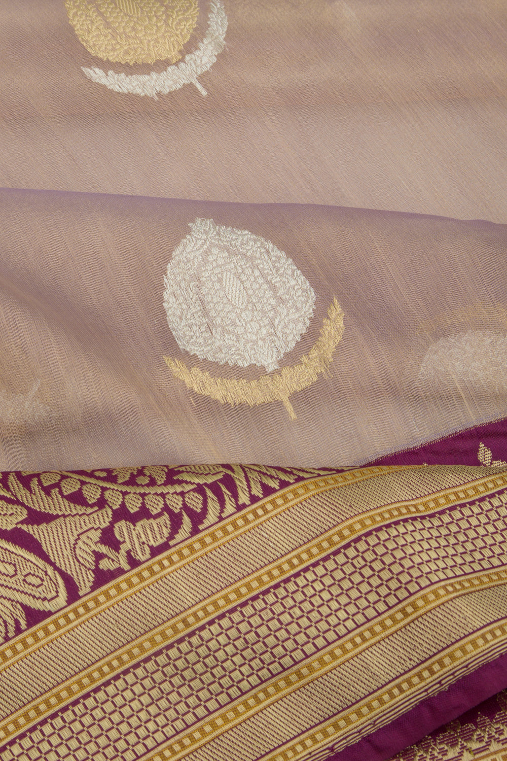 Banarasi Kora Organza Butta Lilac Saree