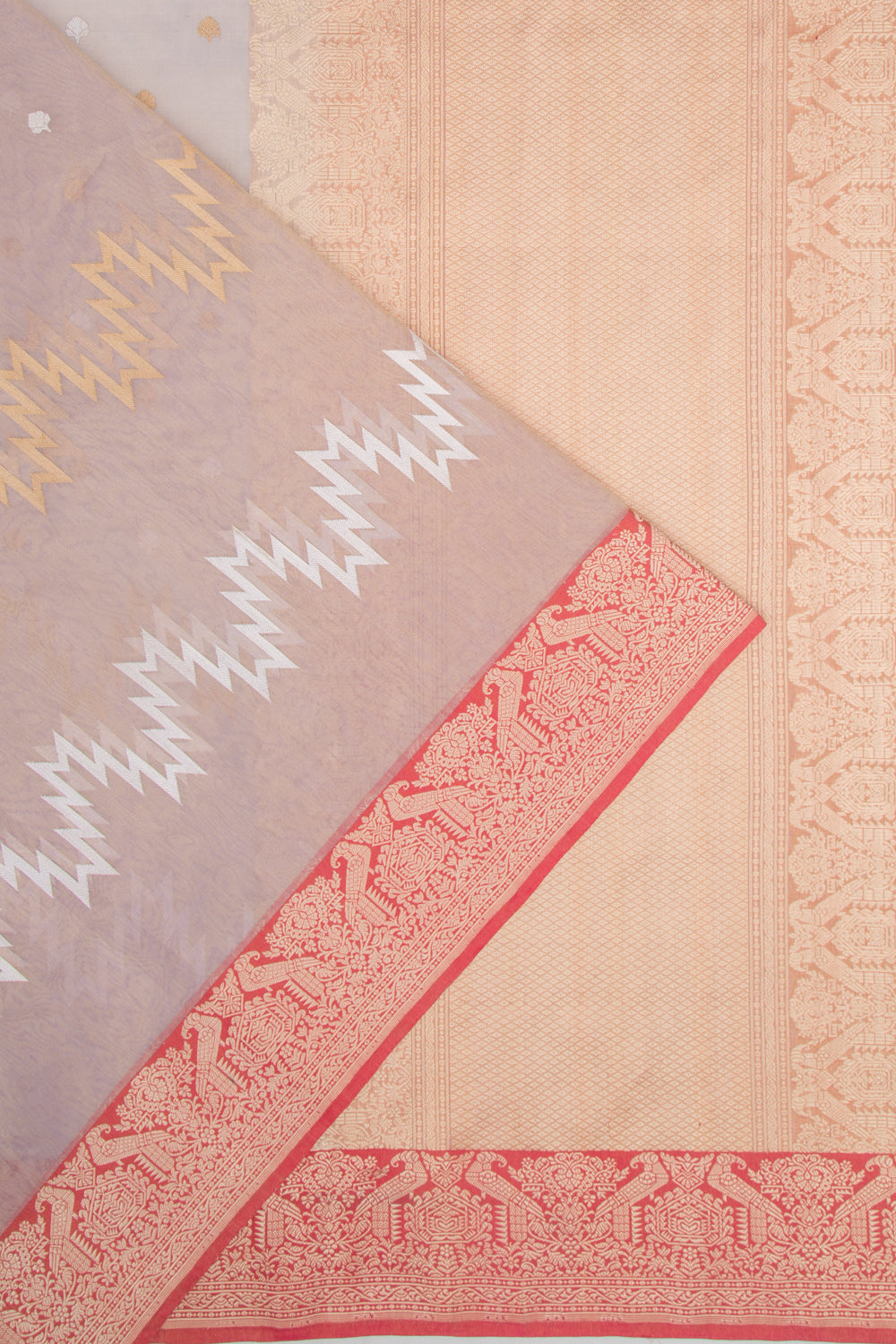 Banarasi Kora Organza Tissue Butta Violet Saree