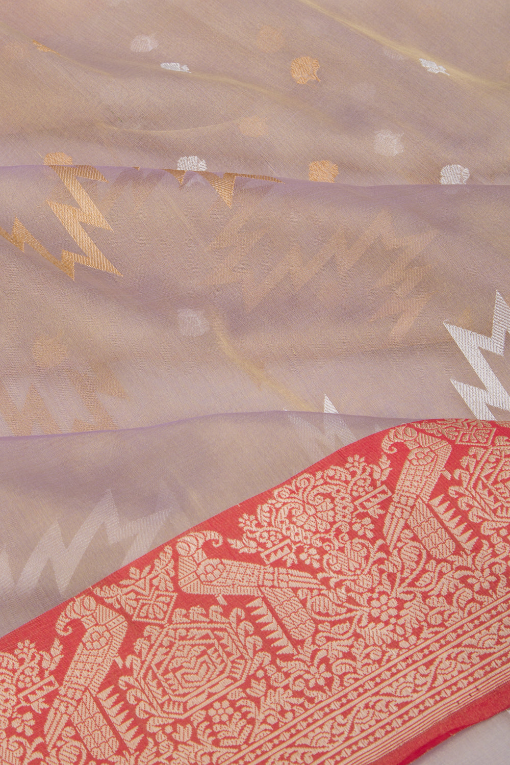 Banarasi Kora Organza Tissue Butta Violet Saree