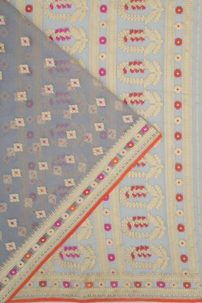 Banarasi Kora Organza Butta Grey Saree