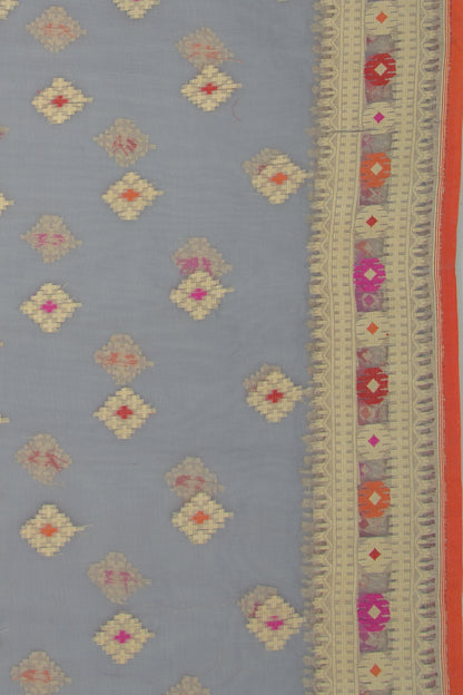 Banarasi Kora Organza Butta Grey Saree