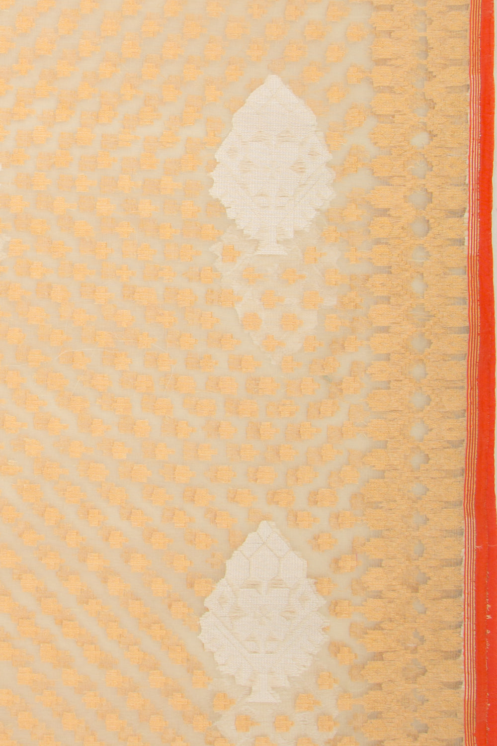 Banarasi Kora Organza Brocade Cream Saree