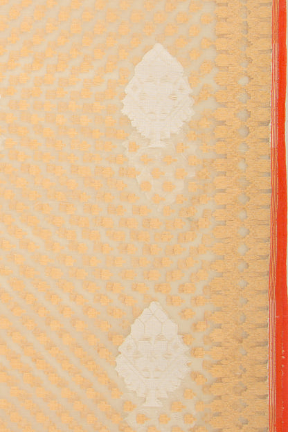 Banarasi Kora Organza Brocade Cream Saree