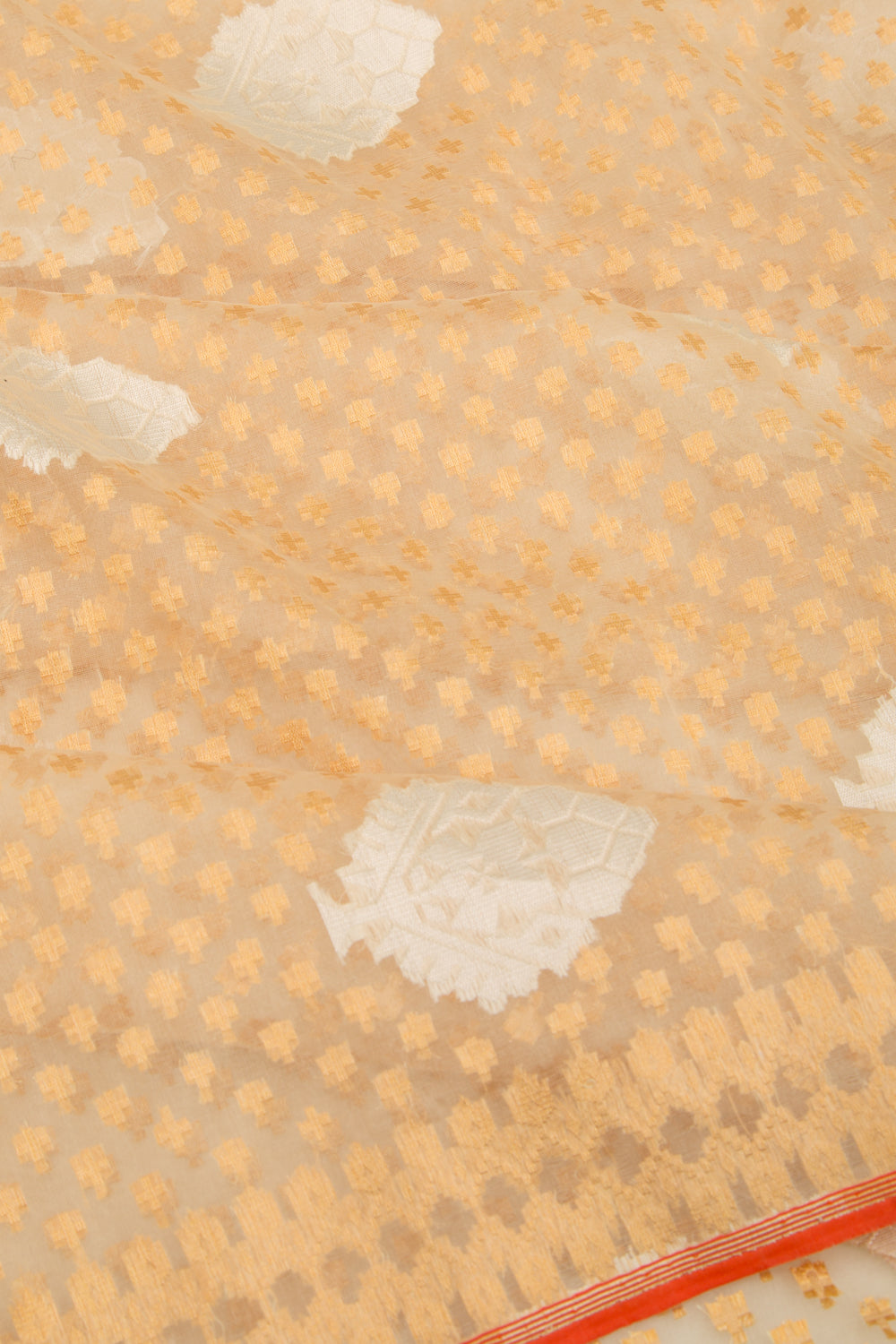 Banarasi Kora Organza Brocade Cream Saree