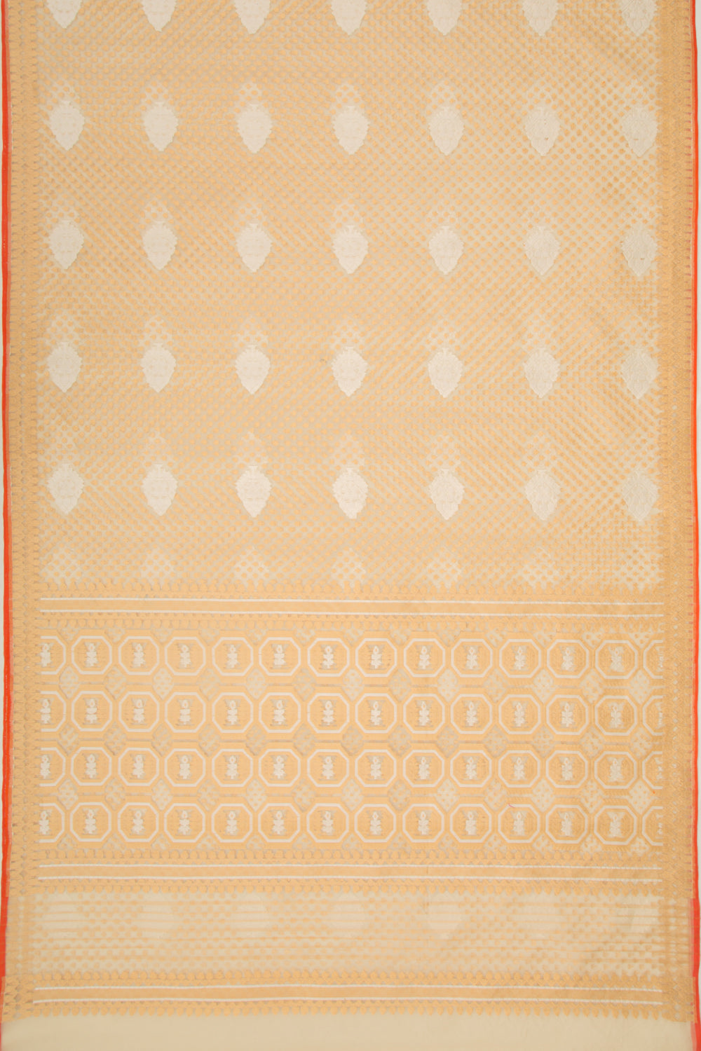 Banarasi Kora Organza Brocade Cream Saree