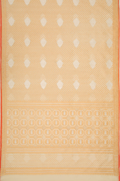 Banarasi Kora Organza Brocade Cream Saree
