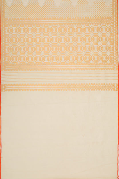 Banarasi Kora Organza Brocade Cream Saree